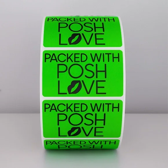 Packed With Posh Love Stickers | Purple Lips Labels for Poshmark Packaging - Picture 3 of 11